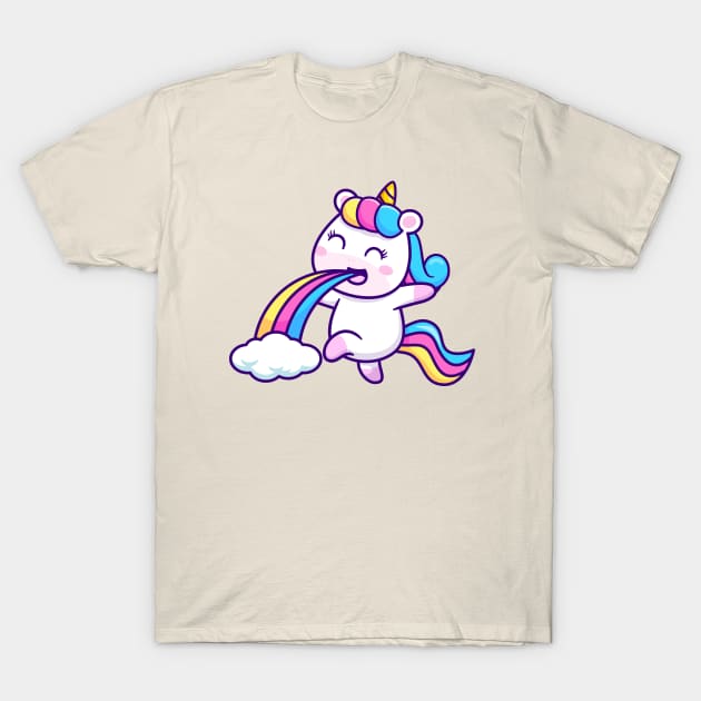 Cute Unicorn Puging Rainbow Cartoon T-Shirt by Catalyst Labs